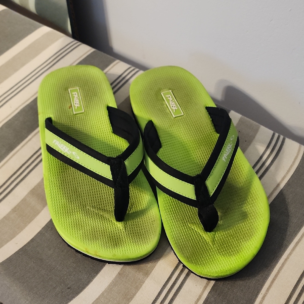 Frisky Lime Green and Black Sandals